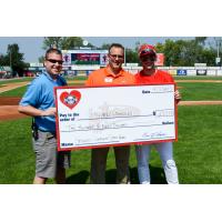 Mitchell Gunsolus Accepts Lowell Spinners Community MVP Check