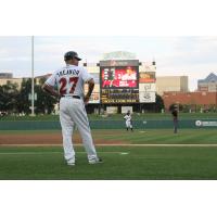 Indianapolis Indians Manager Dean Treanor Surveys the Field
