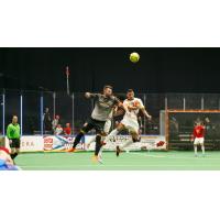 Syracuse Silver Knights Fight for a Ball in the Air vs. the Baltimore Blast