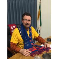 Brandon, Manitoba Mayor Rick Chrest Wearing a Regina Pats Scarf
