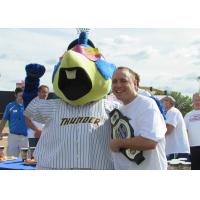 Joey Chestnut with Trenton Thunder Mascot