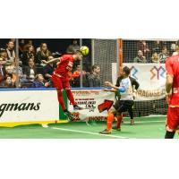 Syracuse Silver Knights Prepare to Defend a Shot from the Baltimore Blast