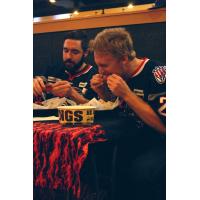 Ian Young and Mark Bennett of the Elmira Jackals at the Blazin' Wing Challenge