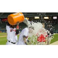 Gift Ngoepe Douses Danny Ortiz following Saturday's Walk off Victory for the Indianapolis Indians