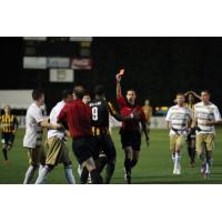 Romario Williams of the Charleston Battery Gets a Red Card vs. Louisville City FC
