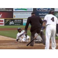 Mycal Jones of the Somerset Patriots Slides Home Safely