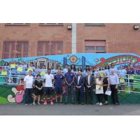 New York City FC, PS 24 Students in Front of Mural at Brooklyn Elementary School