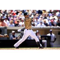 Lance Zawadzki batting with the San Diego Padres