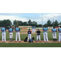 Lexington County Blowfish lined up for the National Anthem