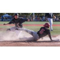 Vancouver Canadians SS Otto Lopez slides safely into home