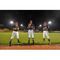 West Virginia Black Bears CF Travis Swaggerty, P Cam Alldred and IF Mike Gretler