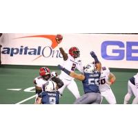 Washington Valor quarterback Arvell Nelson throwing in the season opener against Baltimore