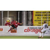 Adriano Dos Santos of the Baltimore Blast (left) vs. the Florida Tropics