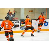 Danbury Hat Tricks celebrate a goal against the Delaware Thunder