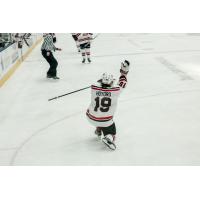 Odessa Jackalopes forward Dayne Hoyord celebrates his game-winning goal