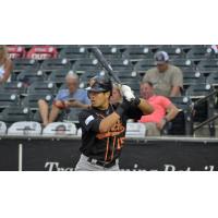 Ramon Flores at bat for the Long Island Ducks
