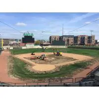 Reconstruction of the playing surface at Day Air Ballpark, home of the Dayton Dragons