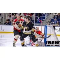 Indy Fuel defend their net against the Newfoundland Growlers