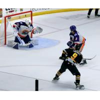 Tanner Laderoute of the Wheeling Nailers scores against the Orlando Solar Bears