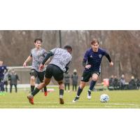 Louisville City FC in preseason action against Pittsburgh Riverhounds SC