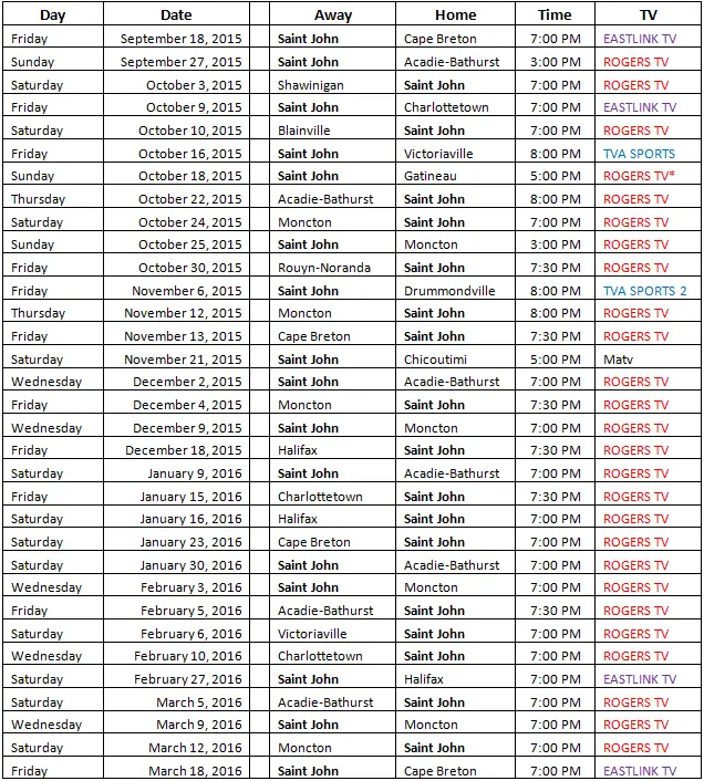 Sea Dogs Release TV Schedule OurSports Central