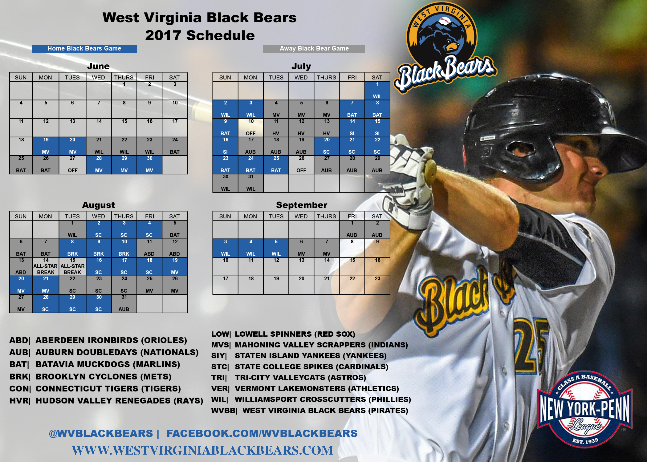 2017 WV Black Bears Schedule OurSports Central