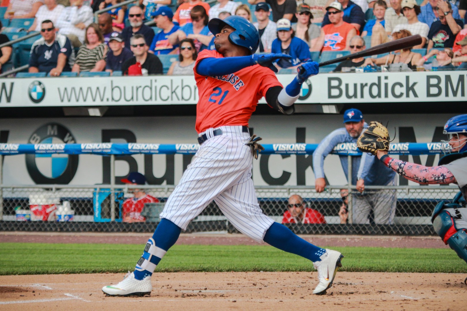 Rajai davis had three hits on saturday night for the syracuse mets