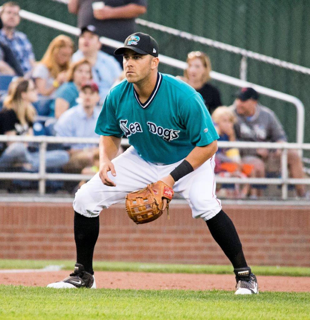 Portland Sea Dogs in their teal jerseys