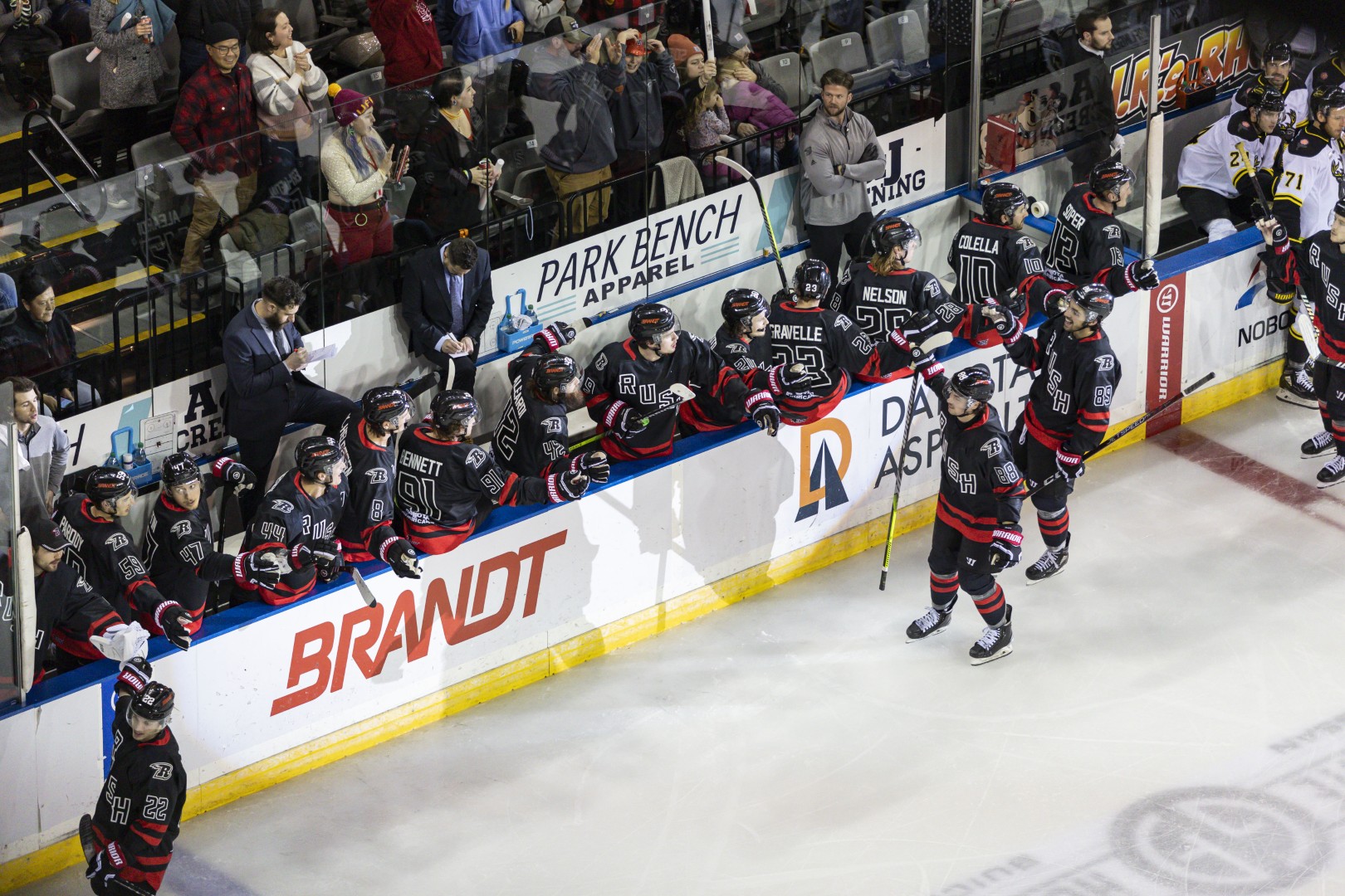 Rapid City Rush celebrate win January 1, 2024 Photo on OurSports Central