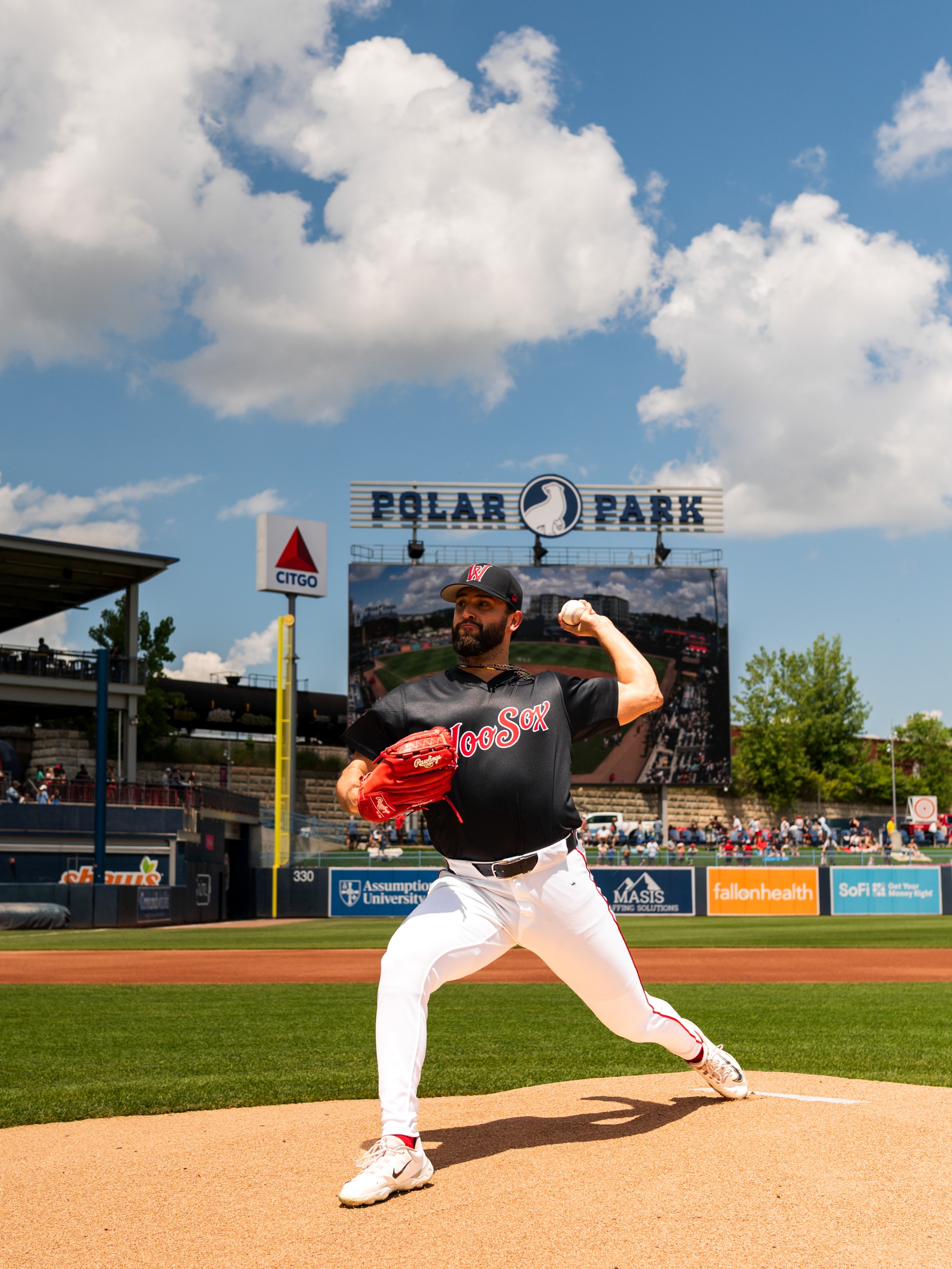 Patrick Sandoval pitching for the Worcester Red Sox - June 28