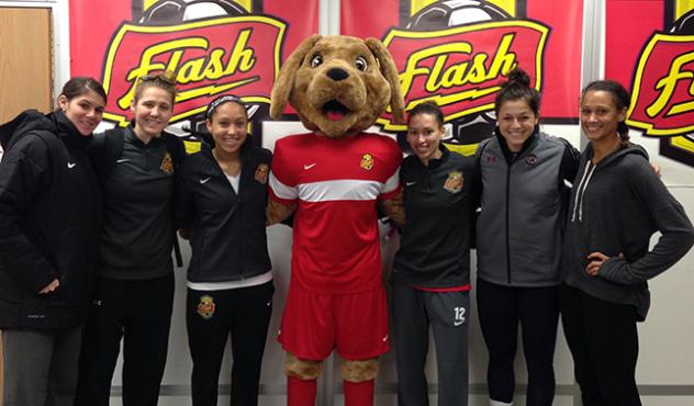 Flash Mascot Striker with the Team