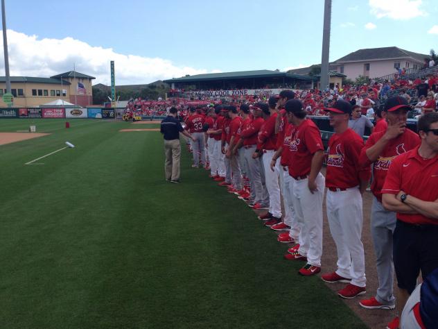 State College Spikes Lined up to Receive Championship Rings