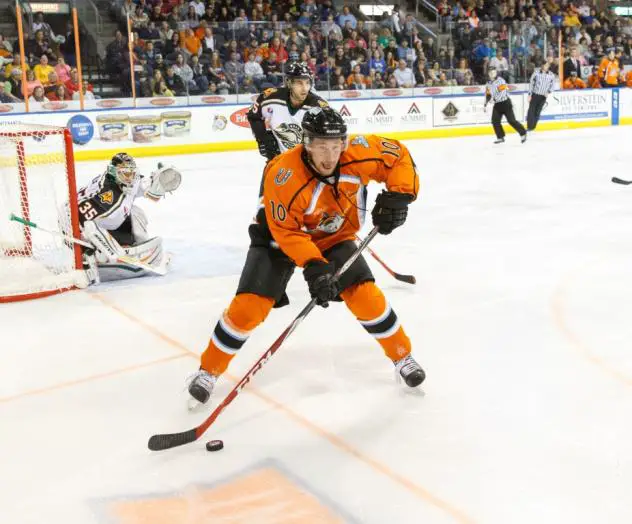 Forward Dylan Hood with the Missouri Mavericks