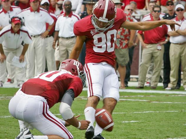 Kicker Jeremy Shelley at Alabama