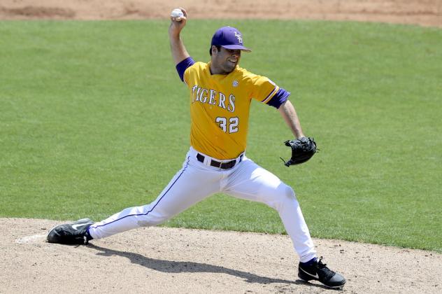 Battle Creek Bombers Pitcher Alden Cartwright with LSU