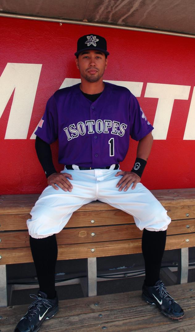 Isotopes' Joey Wong Shows Purple Sunday Jersey