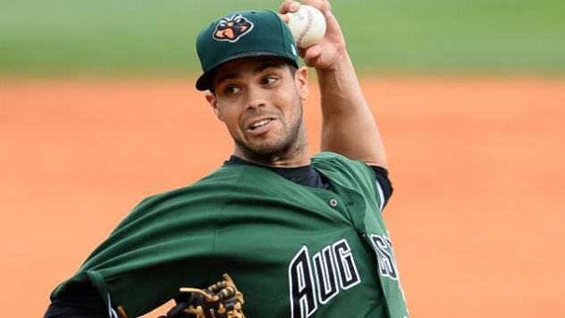 Pitcher Steve Messner with the Augusta GreenJackets
