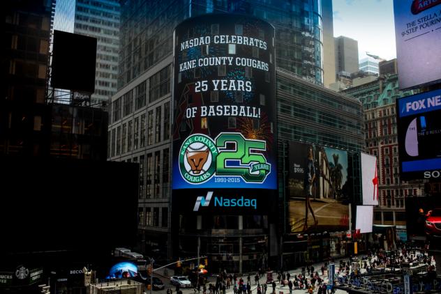 Kane County Cougars on NASDAQ Building in Times Square