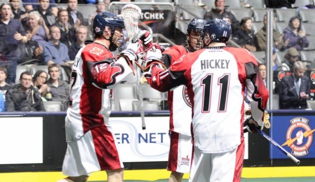 Brett Hickey of the Toronto Rock Celebrates a Goal