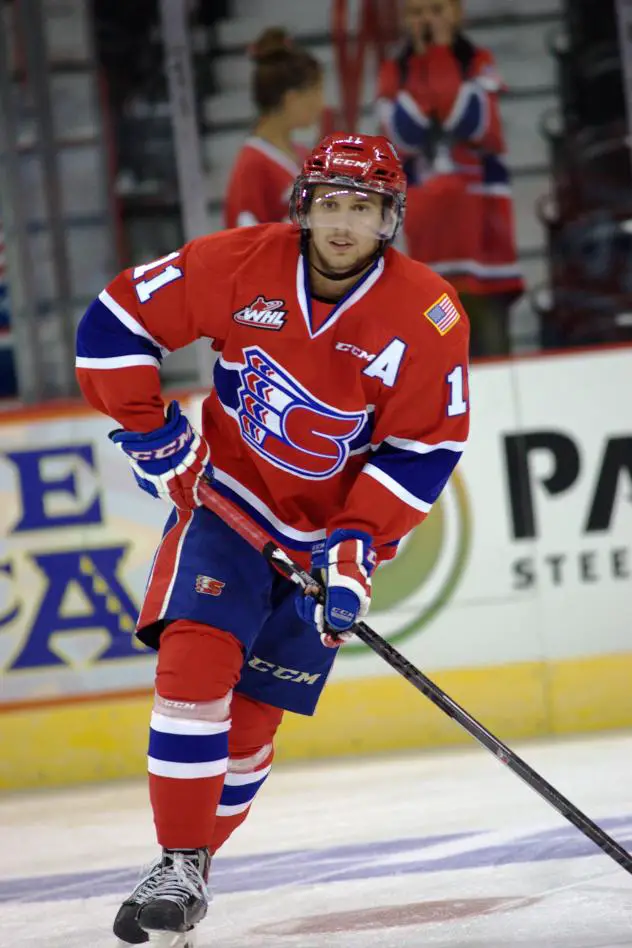 Forward Liam Stewart with the Spokane Chiefs