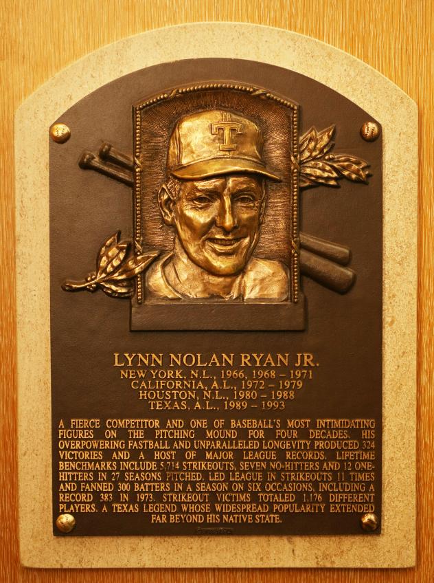 Nolan Ryan Hall of Fame Plaque