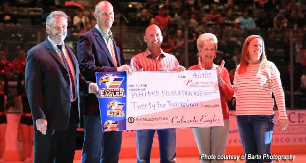 Colorado Eagles, Pedersen Toyota Ft. Collins Present Check to UCHealth Cancer Center