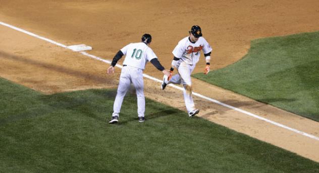 Bryan Sabatella of the Long Island Ducks Rounds the Bases