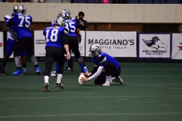 Kicker T.C. Stevens of the Richmond Raiders