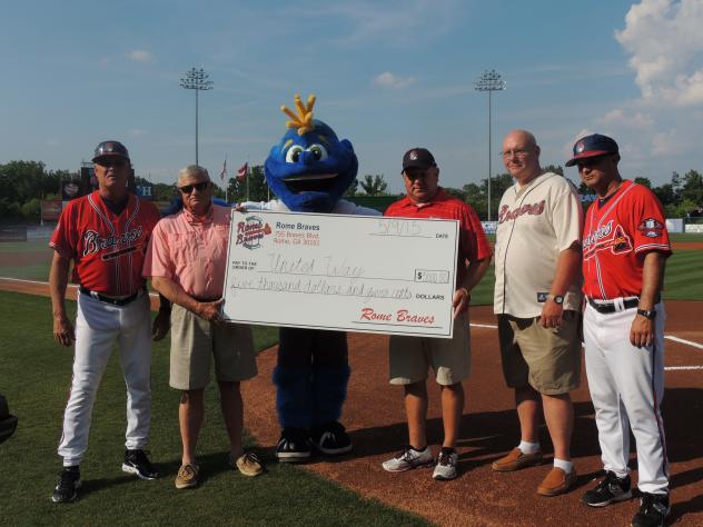 Rome Braves Present Check to the United Way