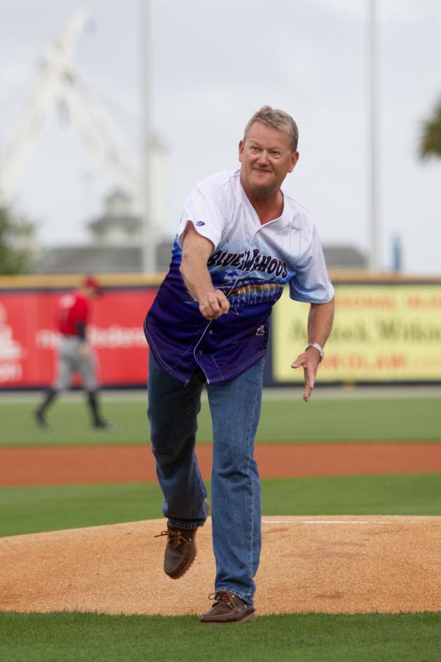 Dr. Guy Harvey Throws out First Pitch for the Pensacola Blue Wahoos