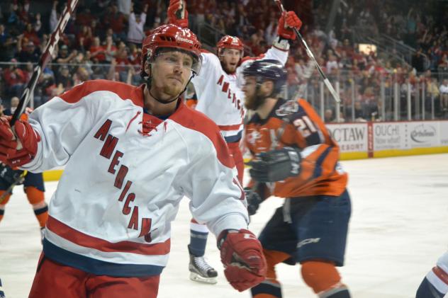 Allen Americans Celebrate Greger Hanson's Goal vs. Ontario Reign