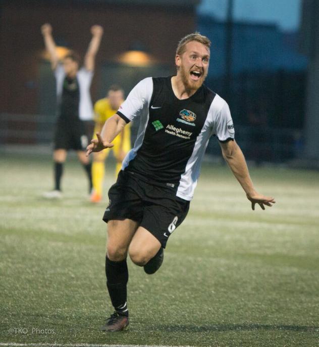 Rob Vincent of the Pittsburgh Riverhounds Celebrates Goal vs. Tampa Bay Rowdies