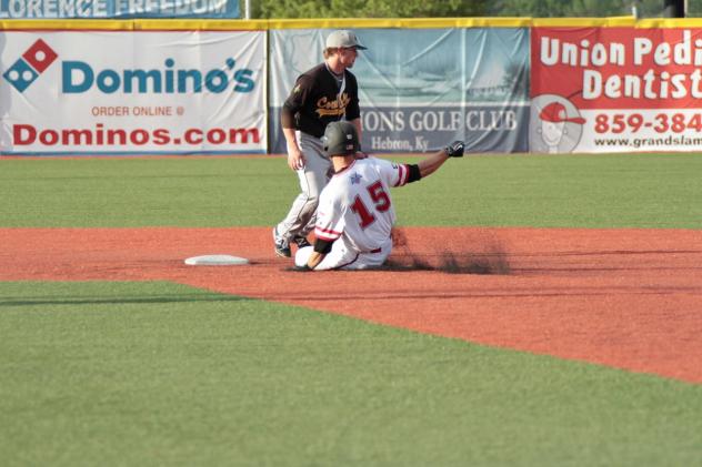 Sam Eberle of the Florence Freedom Slides into Second