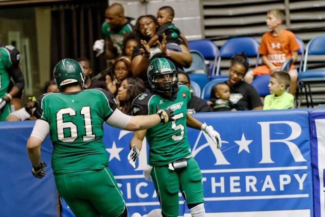 Nashville Venom WR George Murray Celebrates with OT Harry John